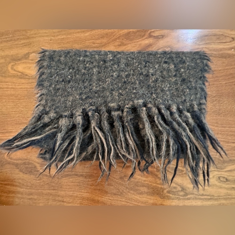 1990s J. Peterman Co. Shaggy Wool Scarf – Rustic Brown Fringe - Picture 3 of 5